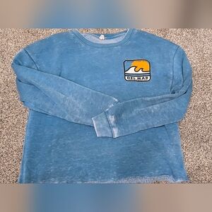Lnwot soft crop sweatshirt. Del Mar California. Blue with washed look. Medium.